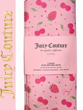 Juicy Couture Home 2-PK Strawberry & Cherry Dish Drying Mats - Pink